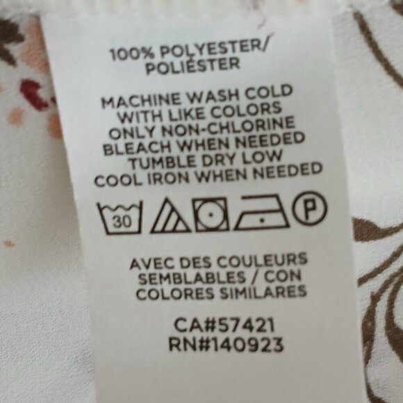 WOMENS FLORAL LOFT BLOUSE, PEASANT SLEEVES, RUFFLED COLLAR CREAM, SIZE XS - Picture 2 of 8